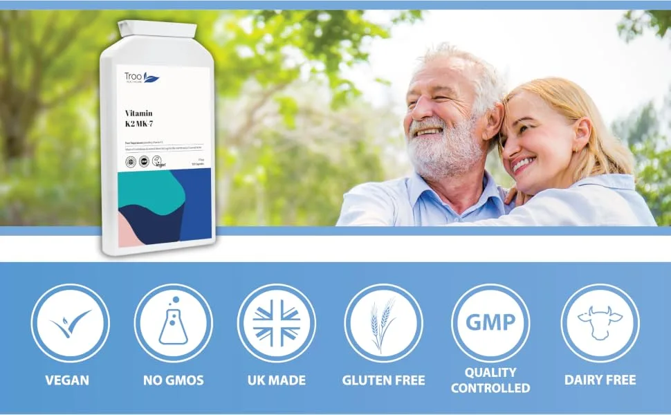 Troo Vitamin K2 MK-7 100mcg 120 Capsules - Highly Bioactive Vit K2 Bone Support Supplement Using MK7 - Easy Swallow - Suitable for Vegans - 4 Month Supply - vitamin k2