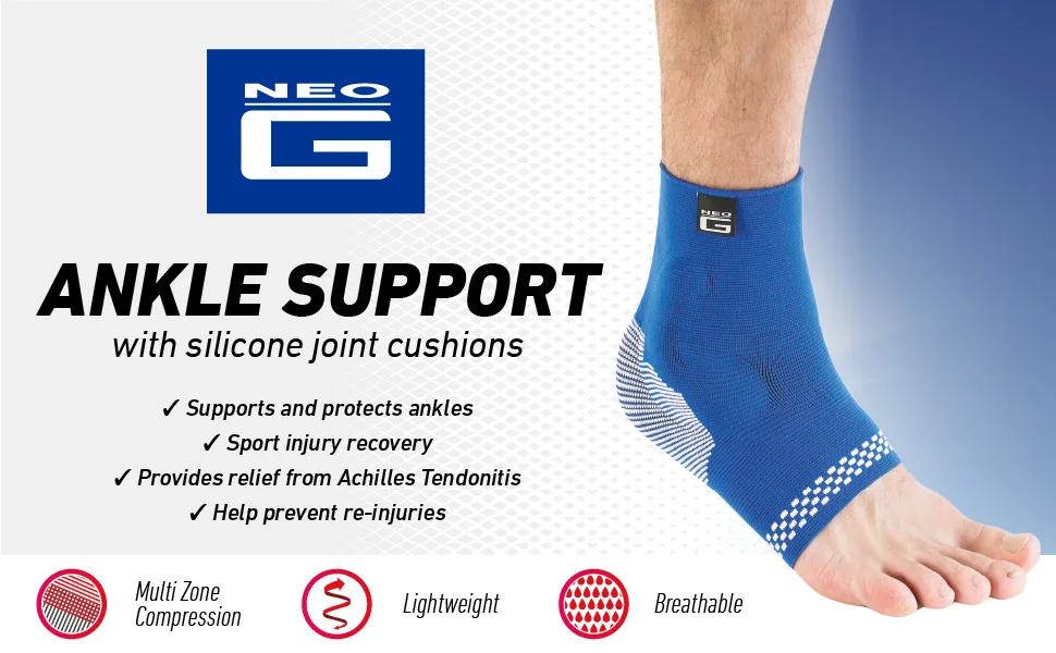Neo G Ankle Support for Sprained Ankle Achilles Tendonitis Support Injured or Weak ankles Arthritis - Ankle Brace Foot Support for Ligament Damage. Multi Zone Compression - Airflow Plus - L LARGE: 23 - 27 CM - ankle support