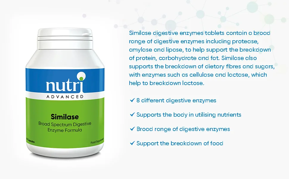 Nutri Advanced - Similase Digestive Enzymes - 90 Capsules - Bacterial Cultures