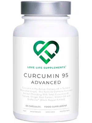 Curcumin 95 Advanced by LLS | High Strength Curcumin (the Active Component of Turmeric) with 95% Curcuminoids + BioPerine Vitamin D Tomato and Ginger Root | 60 Capsules - curcumin 95 advanced