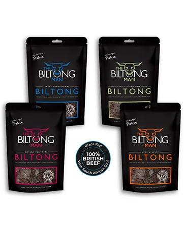 The Biltong Man | Peri-Peri Beef Biltong | Healthy High Protein Dried Chilli Beef Snack | 500 g (Pack of 1) - box6362 x 453