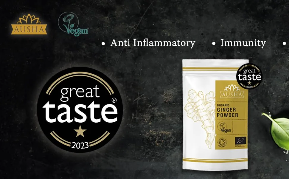 Ausha Organic Ginger Powder - 250g l Ground Ginger l Cooking Anti Inflammatory Immunity 250 g (Pack of 1) - ginger powder