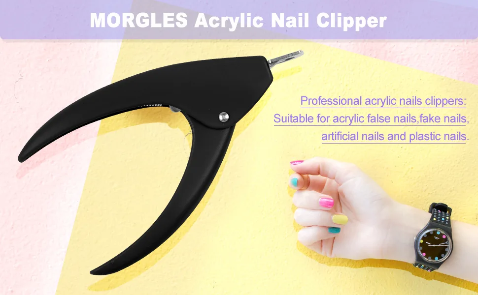 Nail Tip Cutter MORGLES Acrylic Nail Clippers Cutters for False Fake Gel Artificial Nails Tips Trimmer Professional Nail Art Manicure Tool Black - nail clipper