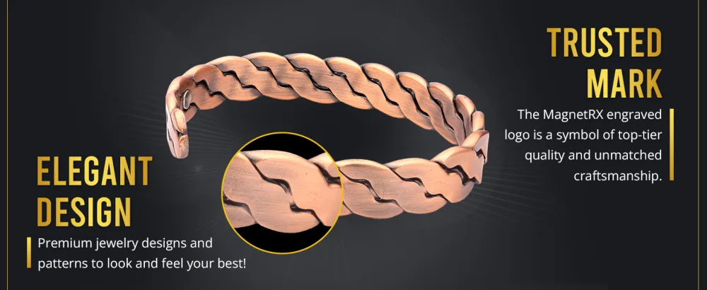 MagnetRX Pure Copper Magnetic Bracelet - Magnetic Copper Bracelets for Men - Adjustable Cuff + Gift Box (Twisted Copper) - asdf