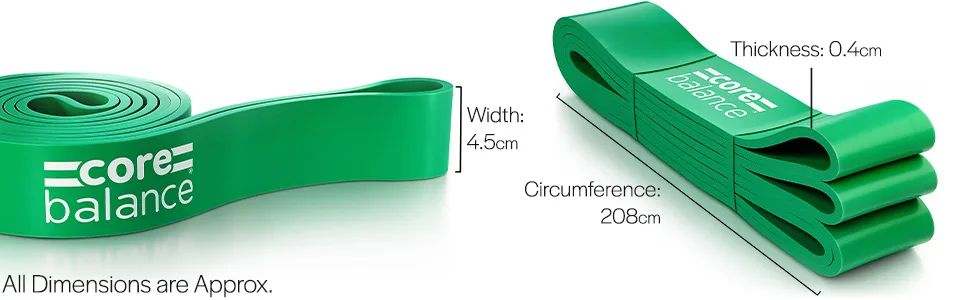 Assisted Pull Up Bands Resistance Strength Training Natural Latex (Light to Extra Heavy) Green (X Heavy) - Dimensions image