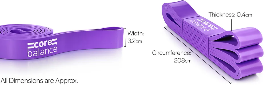 Assisted Pull Up Bands Resistance Strength Training Natural Latex (Light to Extra Heavy) Purple (Heavy) - Dimensions of the band