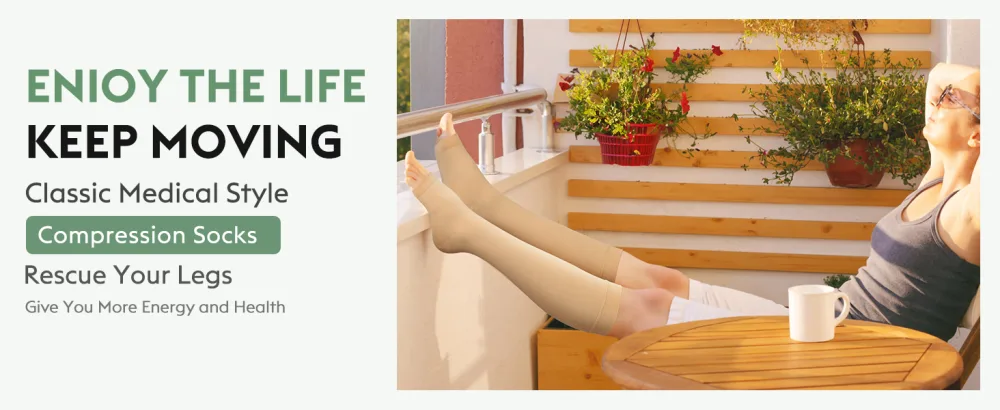 TOFLY Medical Compression Stockings 20-30 mmHg Knee High Compression Socks XL 20-30mmhg Open-toe Blue - product information 14