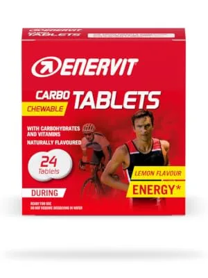 Enervit Sport Carbo Chewable Tablets (Lemon 24 Count (Pack of 1)) - Chewable energy tablets