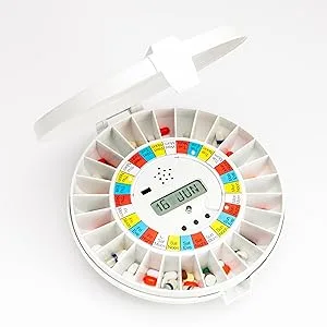Pivotell Advance (Clear Lid) Automatic Medication Pill Dispenser with Alarm - Enhanced Security & Advanced Technology trusted by the NHS to help Dementia Patients remember to take their medication - Pivotell Advance, MK3, Automatic Pill Dispenser, medication box, dossette box, timed pill dispenser