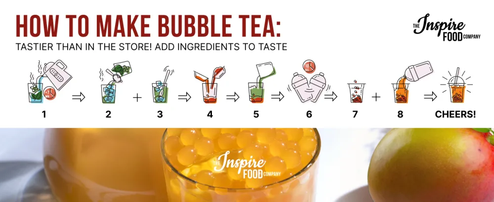 Popping Boba for Bubble Tea - Fruit Pearls Bursting Bubbles - 1 kg - Mango - NO Artificial Colors - Lower Sugar Real Fruit Juice - 100% Vegan & Glutenfree - Bubble tea