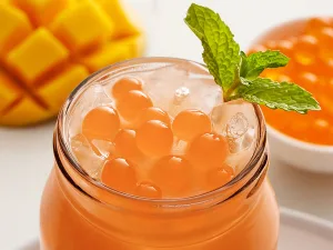 Popping Boba for Bubble Tea - Fruit Pearls Bursting Bubbles - 1 kg - Mango - NO Artificial Colors - Lower Sugar Real Fruit Juice - 100% Vegan & Glutenfree - bubble tea