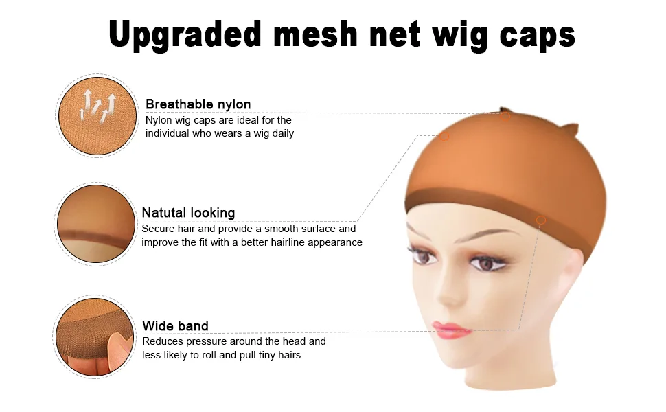Brown Wig Caps 8 Pcs MORGLES 8 Pcs Nylon Wig Cap Dark Brown Wig Stocking Cap for Women Makeup - wig caps