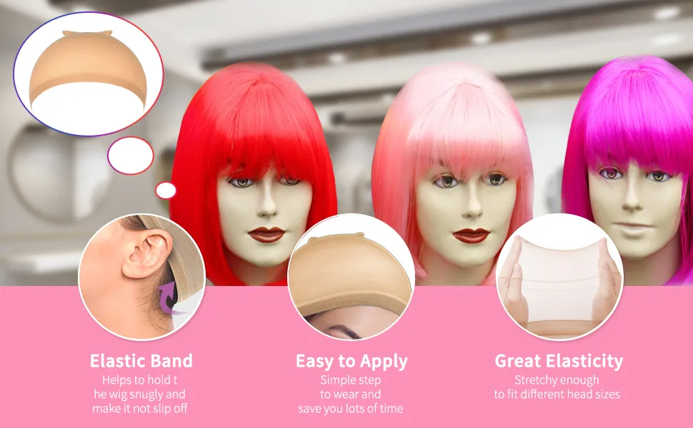 Wig Caps MORGLES 8 Pcs Nude Stocking Cap for Wigs Wig Caps to Hold Wig in Place Stretchy & Breathable - NYLON CAPS