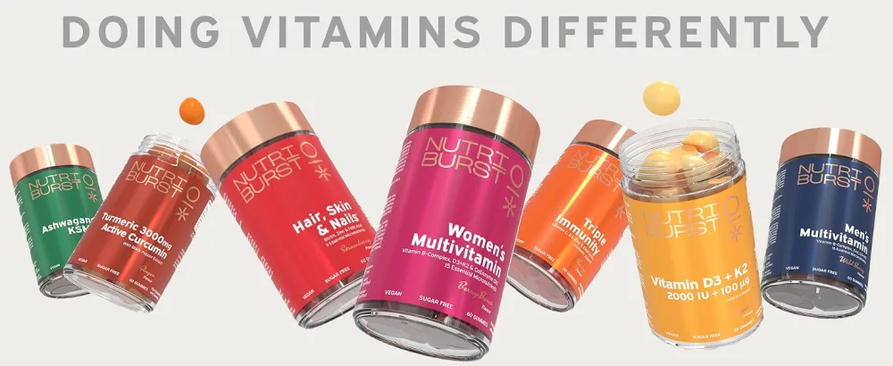 Nutriburst Vitamin D3 (2000IU) + K2 (100 g) - Essential Nutrients to Support Bone Health Skeletal Function & Immune Function - Vegan Sugar Free Supplement - 60 Lemon Gummies - 1 Month Supply Vitamin D3 + K2 60 count (Pack of 1) - doing vitamins differently