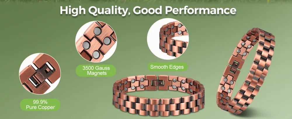 MagEnergy Copper Magnetic Bracelets for Men Double Row Strength Magnets with Removal Tool and Gift Box (Link Bracelet A) - product information 19