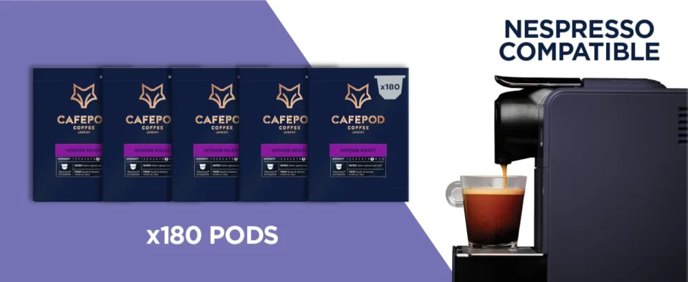 CafePod Coffee Pods Nespresso Compatible Intense Roast 180 Aluminium Capsules Intense 180 count (Pack of 1) - Intense