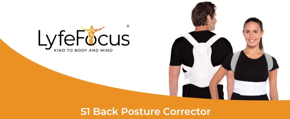 LyfeFocus S1 Premium Invisible Breathable Back Posture Corrector for Men & Women - Upper Back Support Brace & Straightener - Effective Posture Correction for Neck Shoulder & Back Pain (White Medium) White M (Pack of 1) - LyfeFocus S1 Back Posture Corrector Support