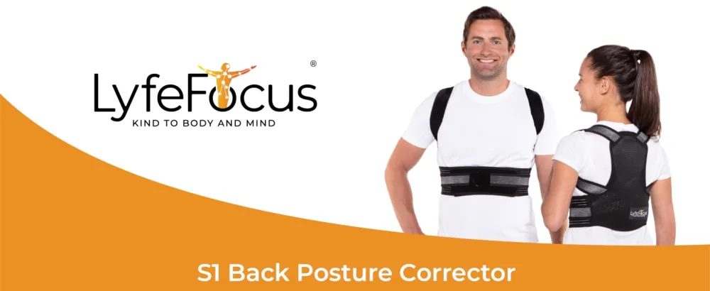 LyfeFocus S1 Premium Breathable Back Posture Corrector for Men & Women - Upper Back Support Back Brace & Back Straightener - Effective Posture Correction for Neck Shoulder & Back Pain (Black Small) Black S (Pack of 1) - LyfeFocus S1 Back Posture Corrector Support