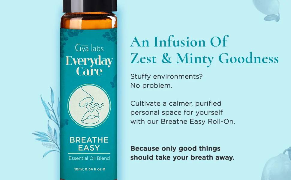 Gya Labs Breathe Easy Essential Oil Roll-On (10ml) - Clarifying & Soothing Breathe (Roll On) 10 ml (Pack of 1) - product information 10