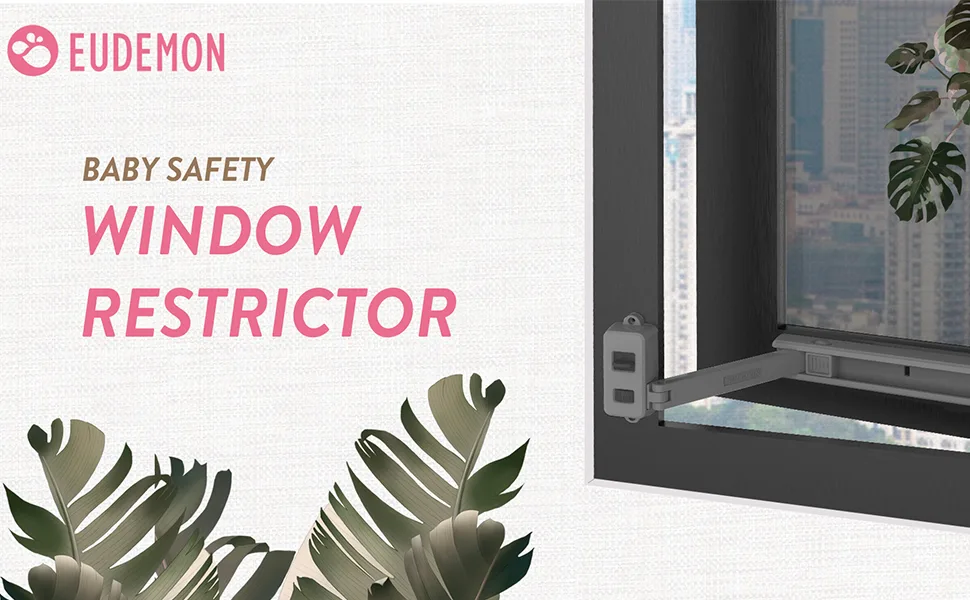 EUDEMON Childproof Window Lock Baby Safety Window Restrictor Easy to Install and Use 3M VHB Adhesive no Tools Need or Drill (Grey) - product information 7