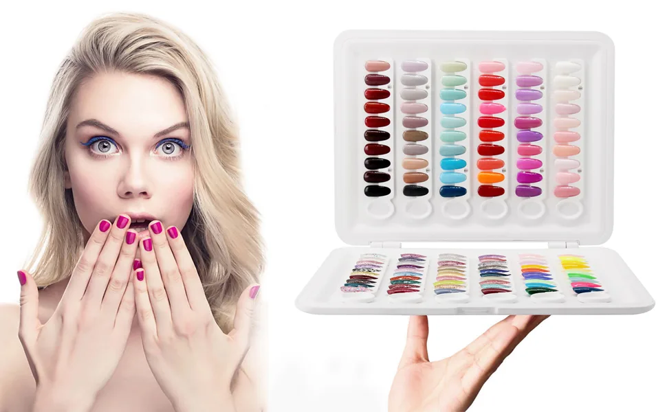 Nail Display Book C8 Nail Colour Swatch Book No Glue Required 120 Nail Colour Display Board Gel Nail Polish Sample Display for Nail Technician Use C8 Nail Color Chart - nail display book