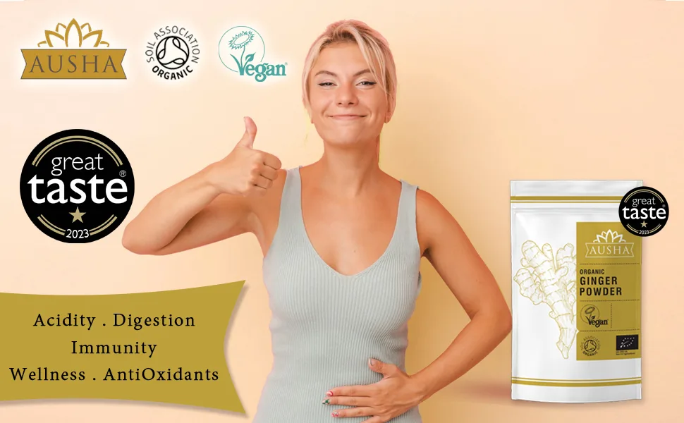 Ausha Organic Ginger Powder - 100g l Ground Ginger l Cooking Anti Inflammatory Immunity Digestion - organic ginger powder