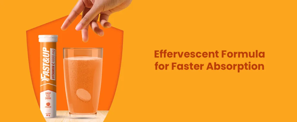 Fast&Up Vitamin C 1000 mg - High Strength - Helps Build Strong Immune System - 20 Effervescent Tablets - One Daily - Orange Flavour 20 Count (Pack of 1) - Vitamin C