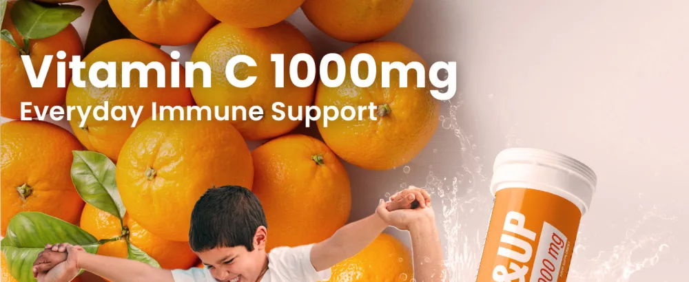 Fast&Up Vitamin C 1000 mg - High Strength - Helps Build Strong Immune System - 20 Effervescent Tablets - One Daily - Orange Flavour 20 Count (Pack of 1) - Vitamin C