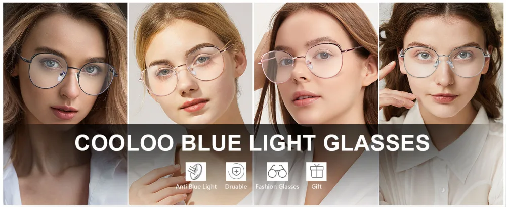 COOLOO Blue Light Glasses Blue Light Blocking Glasses for Women Men Gaming Computer Glasses Anti Glare Headache Eyes Strain Glasses with Blue Light 03-silver - blue light glasses