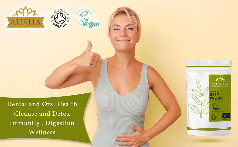 Ausha Organic Neem Leaves Powder 100g | Immunity Digestion Detox| Hair Dandruff Skin Care - Neem Powder