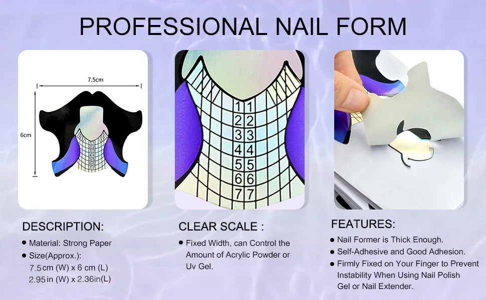 100pcs Round Tips Design Hard Short Nail Art Forms Sticker Nail Forms Extension Guide Self-adhesive Tips for Acrylic UV Gel Nail Art HJ-NTF050 - nail form forms acrylic nails gel sticker builder c curve extension long extra tips guide