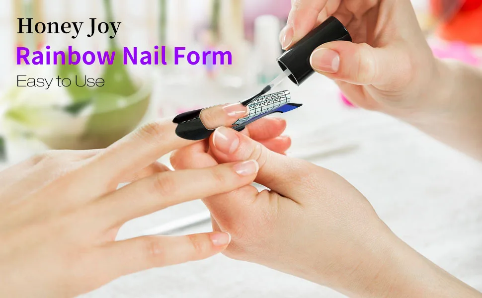 100pcs Round Tips Design Hard Short Nail Art Forms Sticker Nail Forms Extension Guide Self-adhesive Tips for Acrylic UV Gel Nail Art HJ-NTF050 - nail form forms acrylic nails gel sticker builder c curve extension long extra tips guide