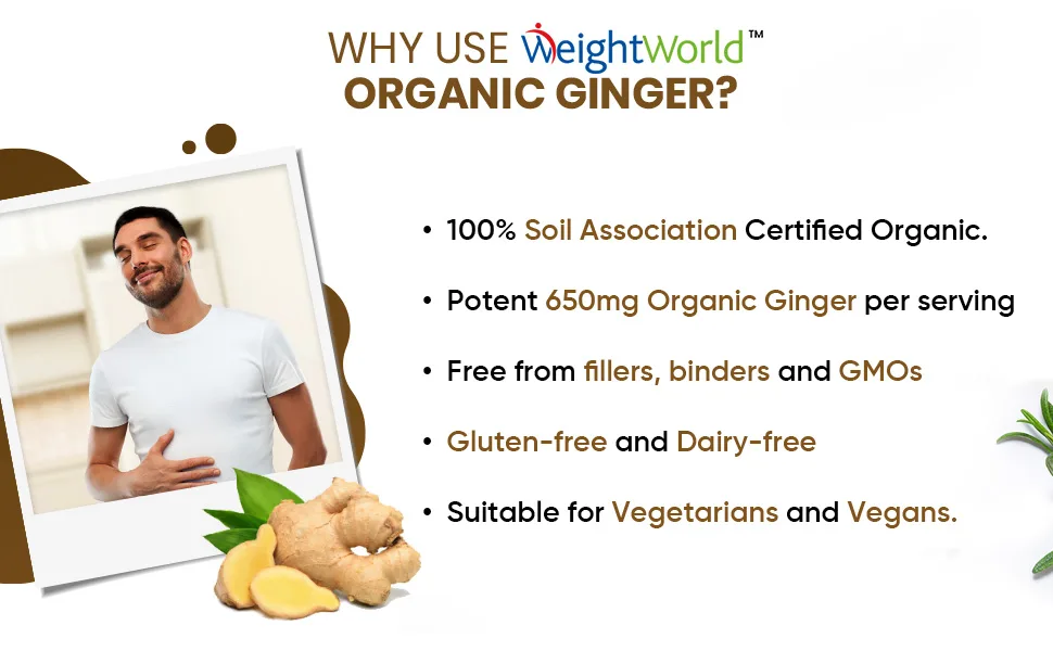 Organic Ginger Supplement - High Strength 1300mg - Soil Association Certified - 2 Ginger Root Capsules Per Serving - Vegan Joint & Digestion Supplement - vegan ginger capsules high strength for men and women