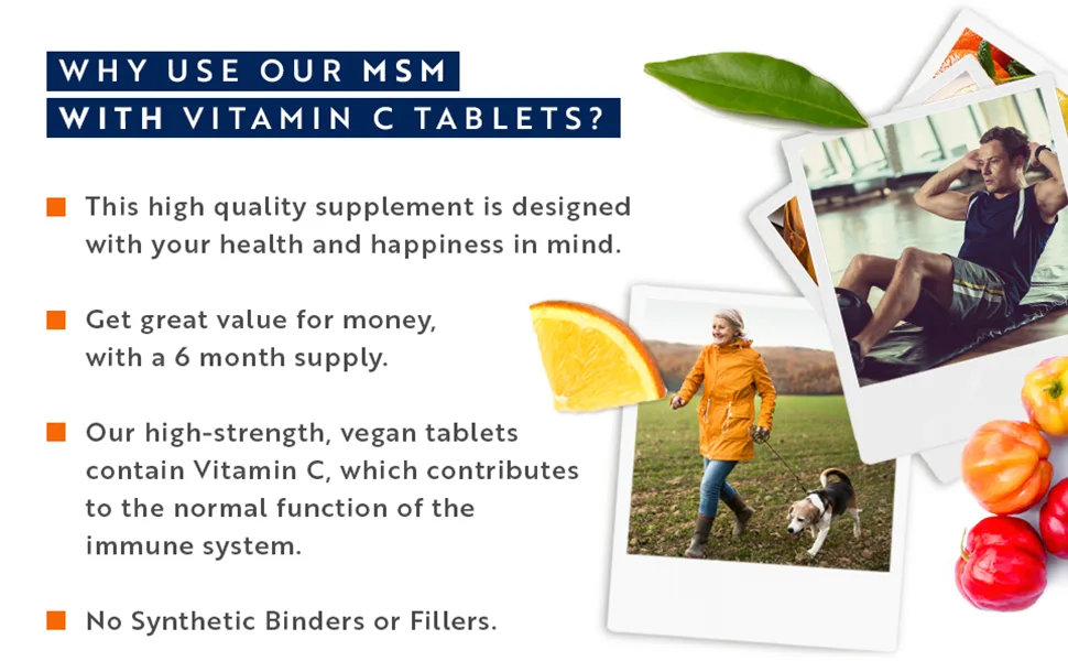MSM 2200mg Tablets 365 Vegan Tablets Methylsulfonylmethane with 80mg Vitamin C 6 Month Supply - product information 26