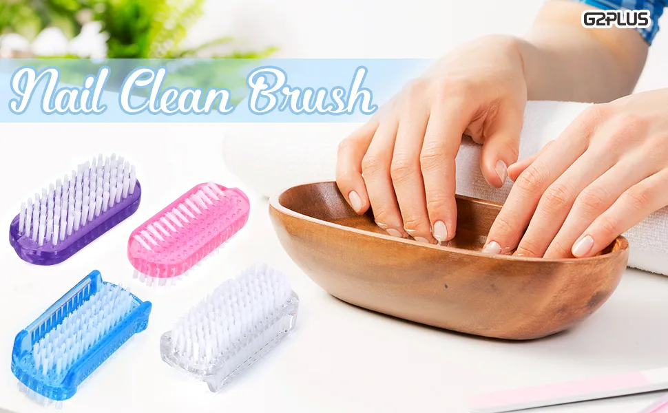 G2PLUS Two-Sided Hand Nail Brushes - 4 PCS Plastic Nail Brushes - Multi-color Hand Scrubbing Brushes- Clean Hand Brushes for Cleaning Nails - Nail Cleaning Brushes