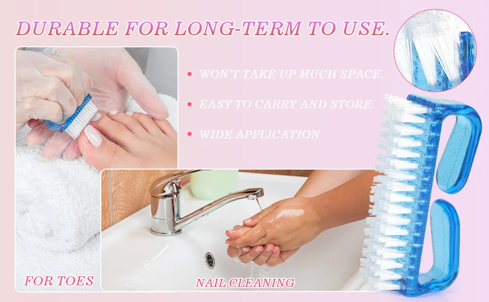G2PLUS Handle Nail Brushes Small - 4 PCS Plastic Fingernail Cleaning Brushes - Kids Nail Scrubbing Brushes for Cleaning Nails - Nail Clean Brush