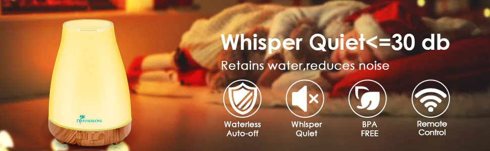 300ML Essential Oil Diffuser Remote Control Aromatherapy Diffuser Mist Humidifiers with 7 Color LED Lights and Waterless Auto Shut-Off for Bedroom Office House Kitchen Yoga - diffuser