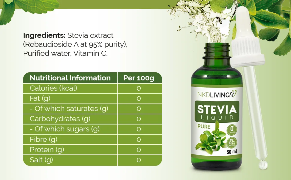 NKD Living Pure Stevia Liquid Drops (Pure 100ml) - Stevia pure 3