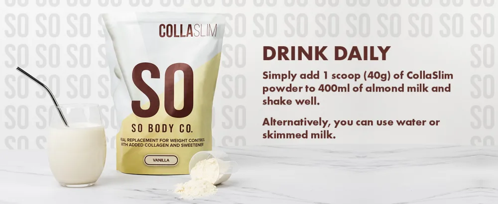 SoBodyCo CollaSlim Meal Replacement Shake Weight Loss Shake Diet Meal Replacement Meal Replacement With Added Collagen Diet Vanilla Shake Vanilla 800 g (Pack of 1) - drink daily