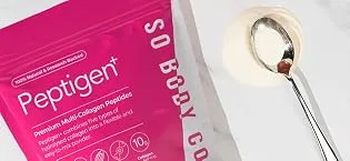 SoBodyCo CollaSlim Meal Replacement Shake Weight Loss Shake Diet Meal Replacement Meal Replacement With Added Collagen Diet Vanilla Shake Vanilla 800 g (Pack of 1) - Peptigen with spoon