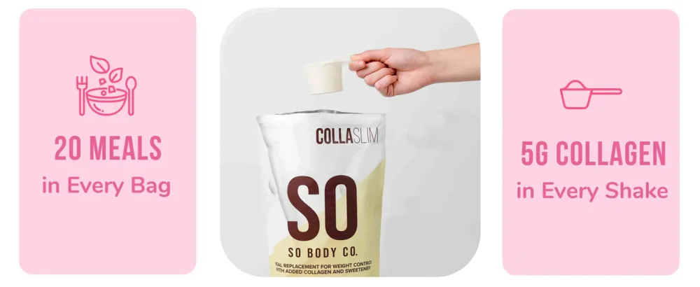SoBodyCo CollaSlim Meal Replacement Shake Weight Loss Shake Diet Meal Replacement Meal Replacement With Added Collagen Diet Vanilla Shake Vanilla 800 g (Pack of 1) - promises-main