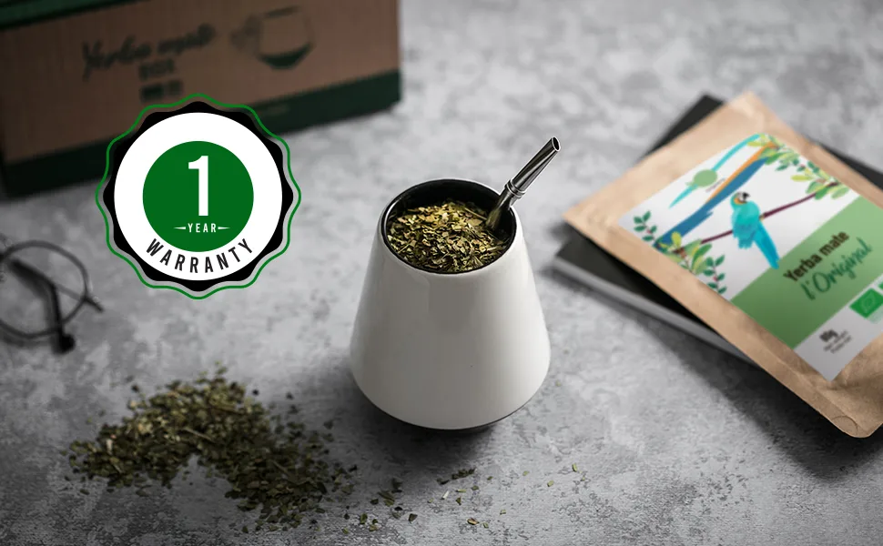 ORIGEENS Yerba Mate Set with Yerba Mate Gourd Mate Bombilla and Organic Yerba Mate Tea | Stylish Ceramic Yerba Mate Cup | Original Gift Set - mate gourd