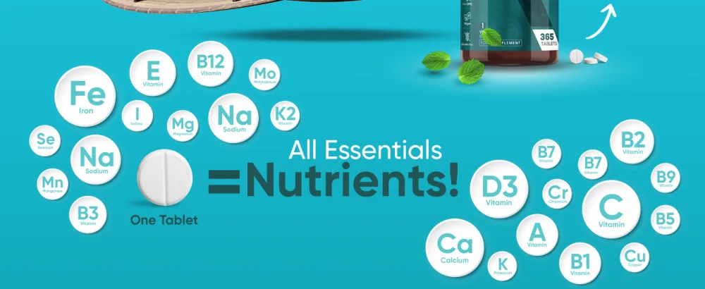 Vegan Multivitamin Tablets for Men & Women with 25 Active Multivitamins & Minerals Like Iron Zinc & Vitamin D - Peppermint Flavour Micro Tablets - 1 Year Supply -Multivitamins Nutritional Supplement - Vegan 25 Active Multivitamins and Minerals With Iron, Zinc and Vitamin D