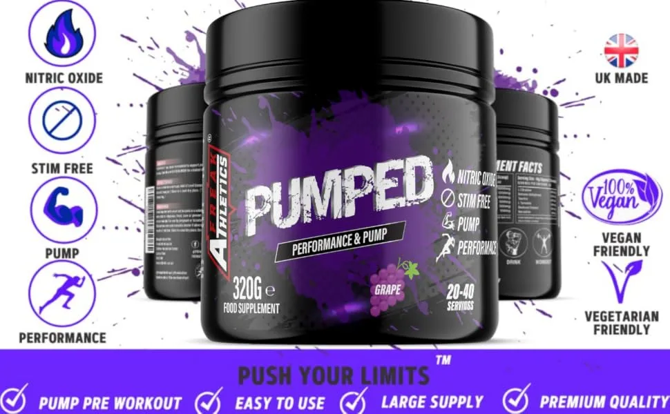 Pumped 'Grape Candy' Pump Pre Workout by Freak Athletics - Non Stim Pre Workout Powder Stimulant & Caffeine Free Pre Workout 320 g (Pack of 1) - pump pre workout
