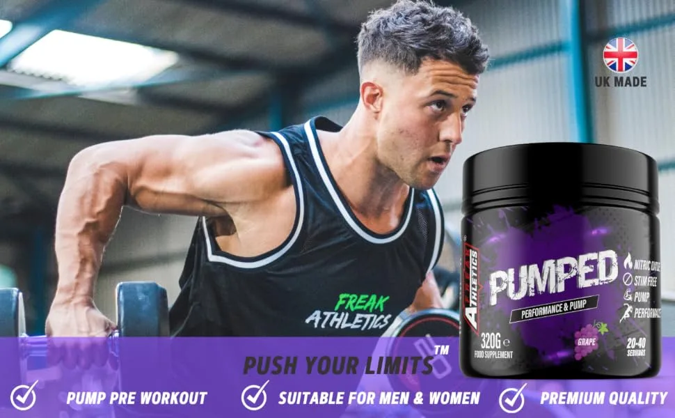 Pumped 'Grape Candy' Pump Pre Workout by Freak Athletics - Non Stim Pre Workout Powder Stimulant & Caffeine Free Pre Workout 320 g (Pack of 1) - pump pre workout
