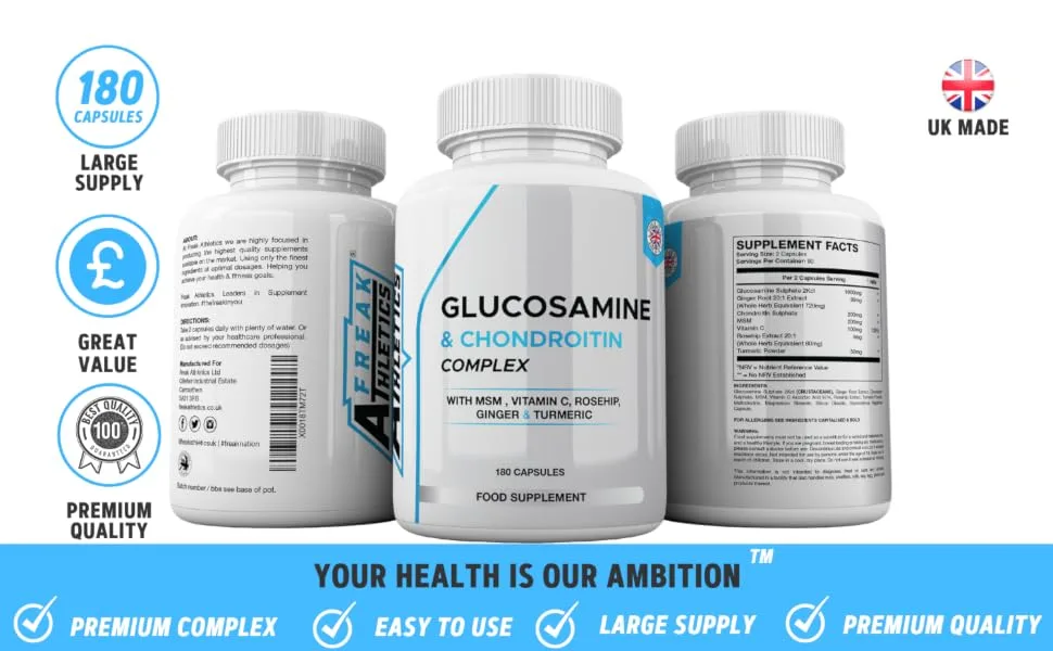 Glucosamine and Chondroitin High Strength Complex - with MSM Rosehip Ginger & Turmeric - glucosamine and chondroitin