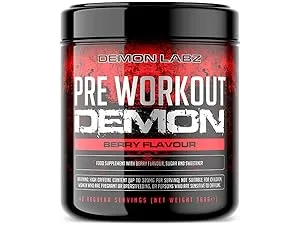 Pre Workout Demon - Hardcore Pre-Workout Powder Supplement with Creatine Caffeine Beta-Alanine and Glutamine (Berry 360g) Berry 40 Servings (Pack of 1) - berry