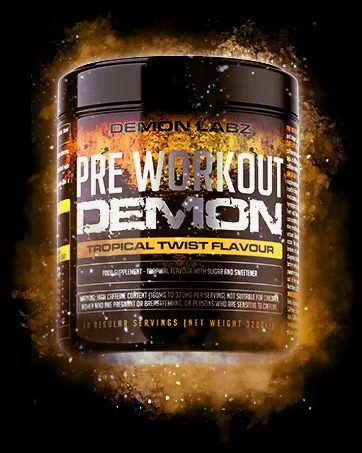 Pre Workout Demon - Hardcore Pre-Workout Powder Supplement with Creatine Caffeine Beta-Alanine and Glutamine (Berry 360g) Berry 40 Servings (Pack of 1) - tropical