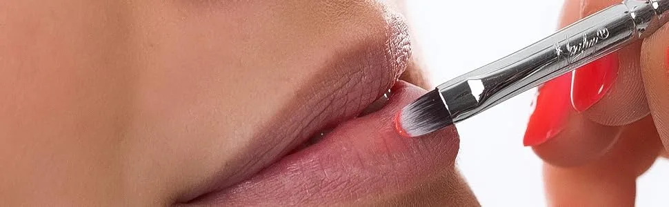Nanshy Lip Makeup Brush with Lid better than Retractable use for Lipstick Liner Gloss (White Handle Chrome Silver Cap) Vegan Cruelty-Free - lip brush