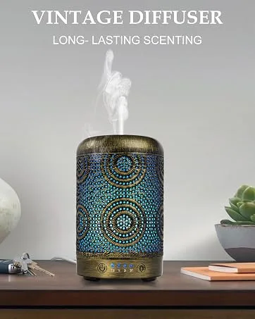 Aromatherapy Diffusers SALKING 100ml Metal Essential Oils Diffuser Humidifiers with 7 Colorful LED Lights Timer and Waterless Auto-Off for Home Decor Office Bedroom for Women - product information 3